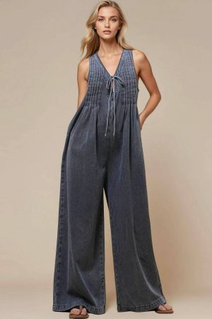 Kate V-Neck Sleeveless String Tie Jumpsuit