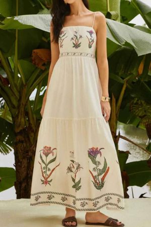 Nancy Floral Print Tiered Backless Maxi Dress
