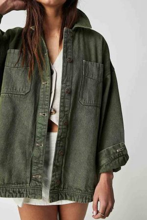 Donna Color Side Slit Denim Jacket