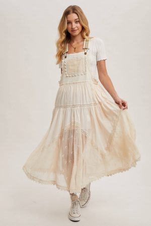 Lily Embroidered Tulle Bib Maxi Dress