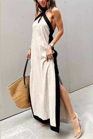 Amanda Backless Halter Neck Maxi