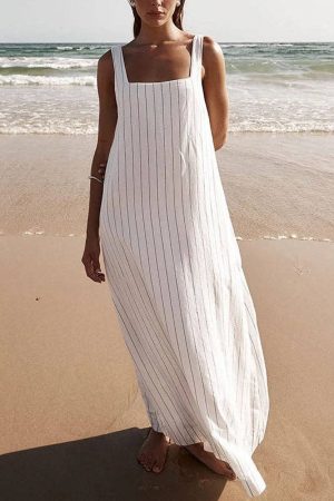 Laura Striped Square-Neck Maxi Dresses
