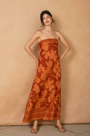 Becca Strapless Tie Back Maxi Dress