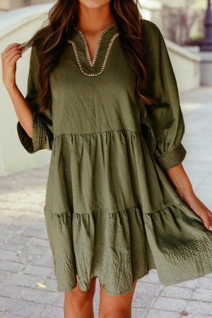 Peri Contrast Stitched Mini Dress
