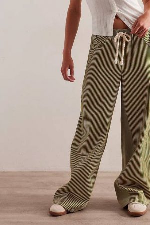 Marjorie Striped Color Block Wide Leg Pants