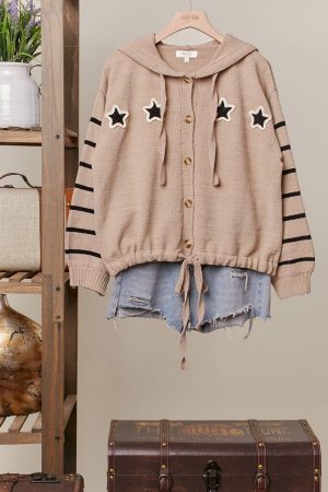 Suzanne Star Stripe Hooded Cardigan