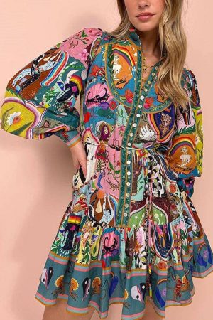 Krista Long Sleeve Floral Mini Dress