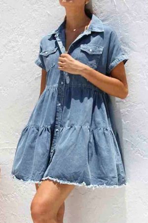 Tracey Collar Denim Mini Dress