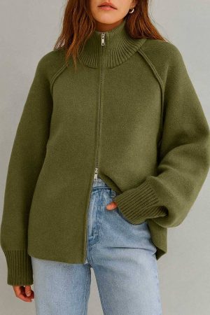 Aurora Zip-Up Knit Cardigan