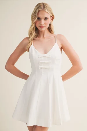 Josie Seamed Bodice Triple Bow Mini Dress