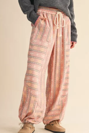 Maya Aztec Print Parachute Pants