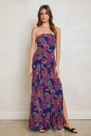 Belinda Strapless Tie Back Maxi Dress