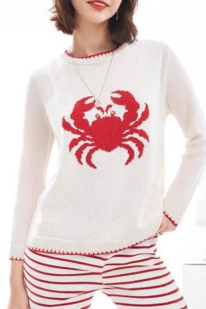 Carri Crab Jacquard knit sweater pullover