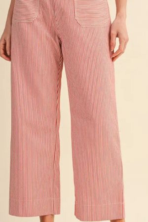 Brielle Striped Wide Leg Pants with Blanket Triangle Stitch