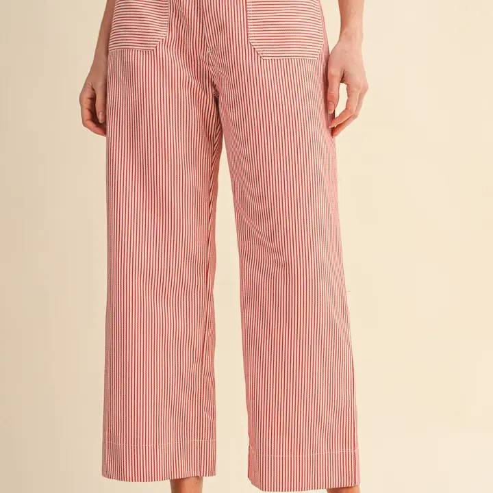 Brielle Striped Wide Leg Pants with Blanket Triangle Stitch