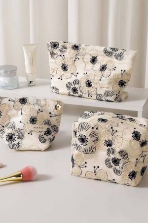 Riley Embroidered Floral Travel Toiltery Cosmetic Bag