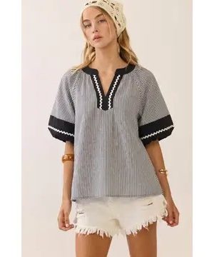 Mandonna Striped Woven Blouse