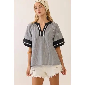 Mandonna Striped Woven Blouse