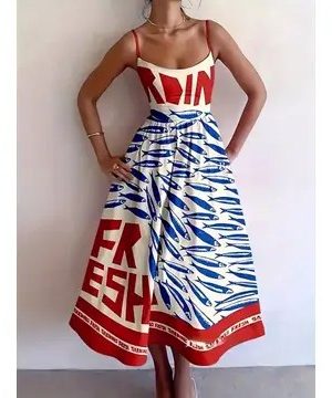 Searie Red maxi mackerel dress