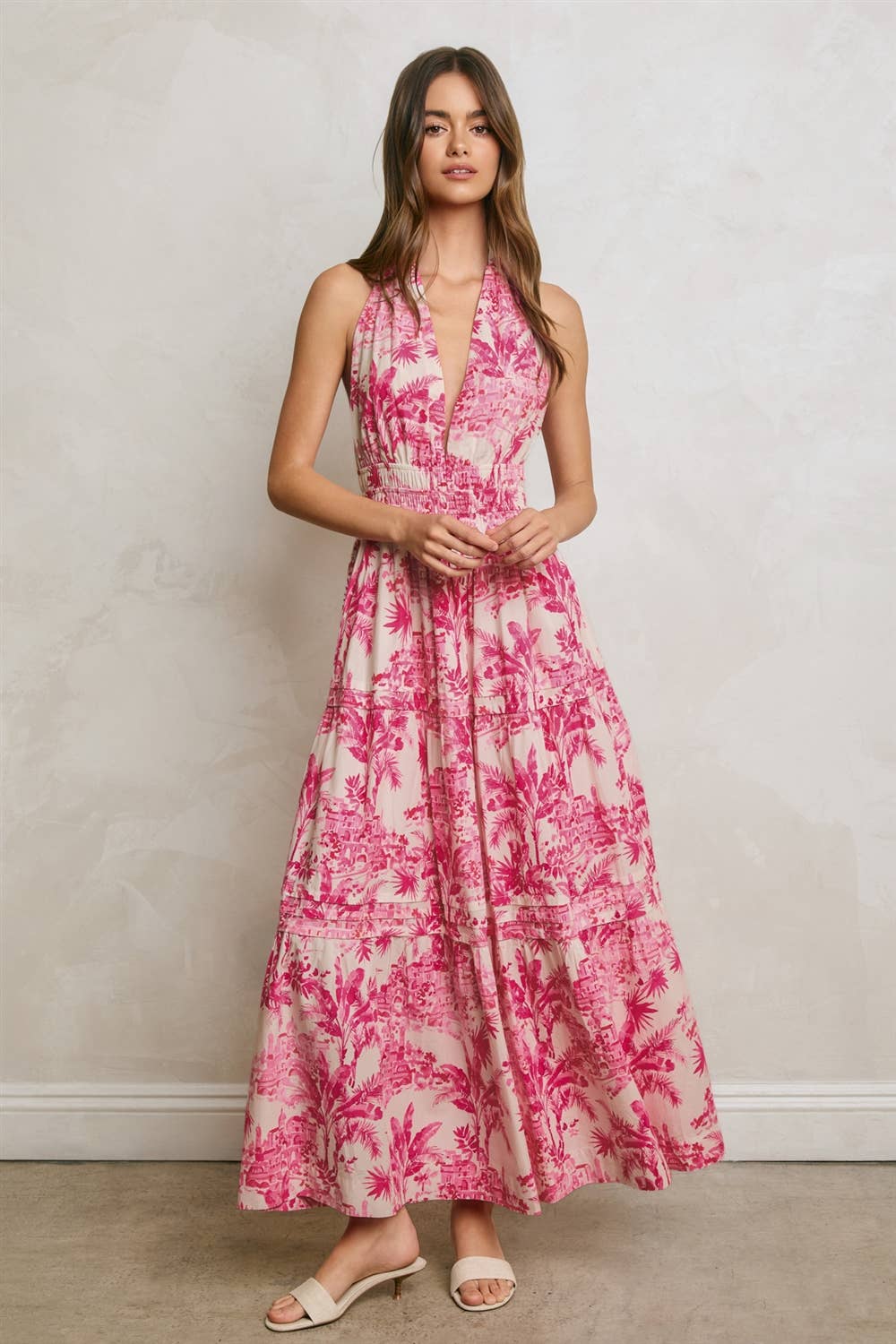 Liza Open Back Halter Maxi Dress