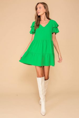 Aggie Nicole ruffle sleeve babydoll dress