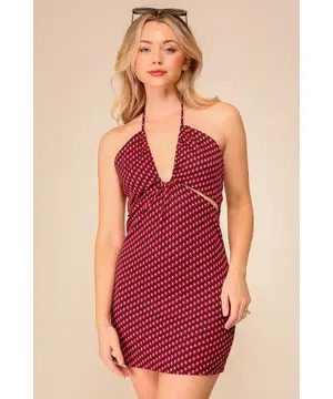 Gracie Floral Cutout Halter Mini Dress
