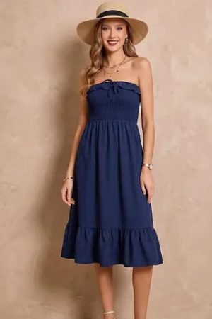 Gemma Strapless Smocked Midi Dress