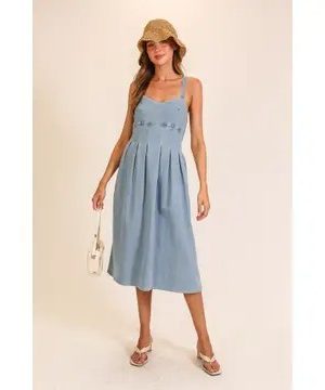 Elise Stretch Denim Sweetheart Midi Dress