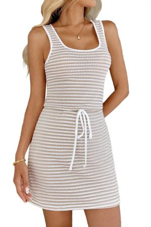 Bobby Anne Striped Knit Tank Dress Bodycon Summer Mini Dress