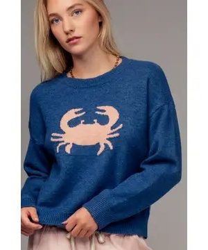 Bobbie May Crab Graphic Relaxed Knit Sweater