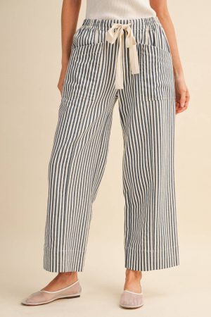 Eva STRIPED WIDE LEG DRAWSTRING PANTS