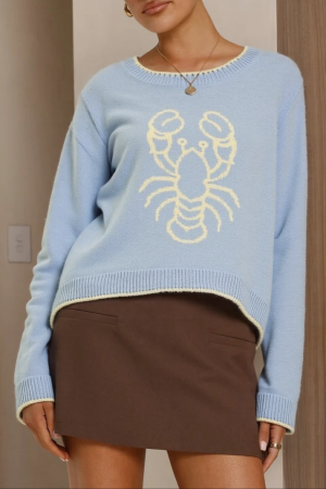 Catalina Lobster Jacquard knit sweater pullover
