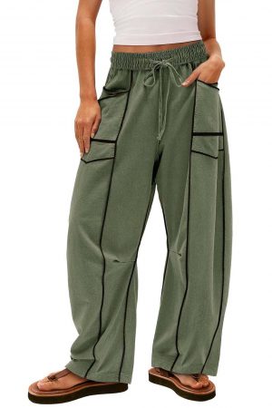 Stacy Simple Drawstring Mid-Waist Causal Pants