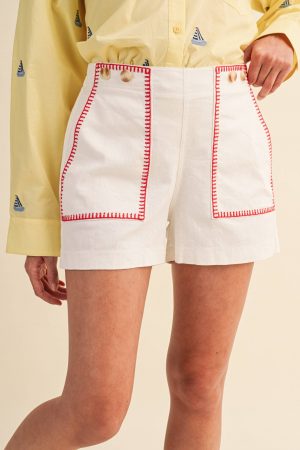 HIGH WAIST SHORTS WITH CONTRAST STITCHING MP4598