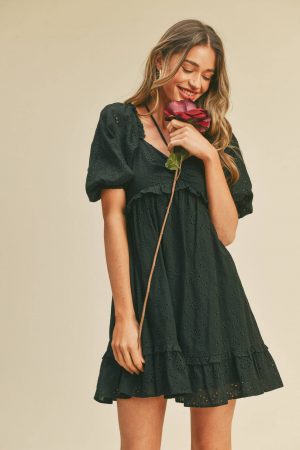 COURTNEY EYELET BABYDOLL MINI DRESS