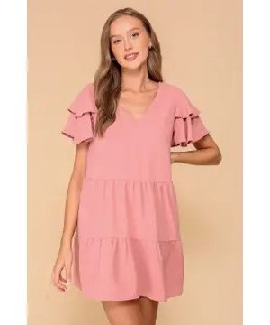 Aggie ruffle sleeve babydoll dress
