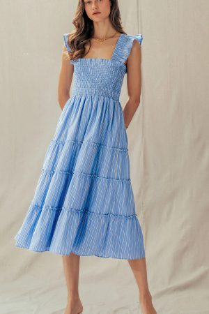 Codi Cotton Smocked Tiered Midi Dress