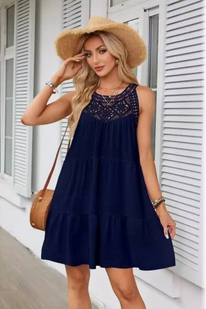 Lindsey Babydoll Dress Women Sleeveless Tiered Dress