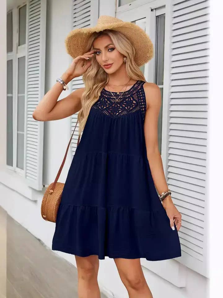 Lindsey Babydoll Dress Women Sleeveless Tiered Dress