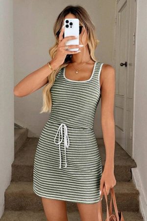 Bobby Striped Knit Tank Dress Bodycon Summer Mini Dress
