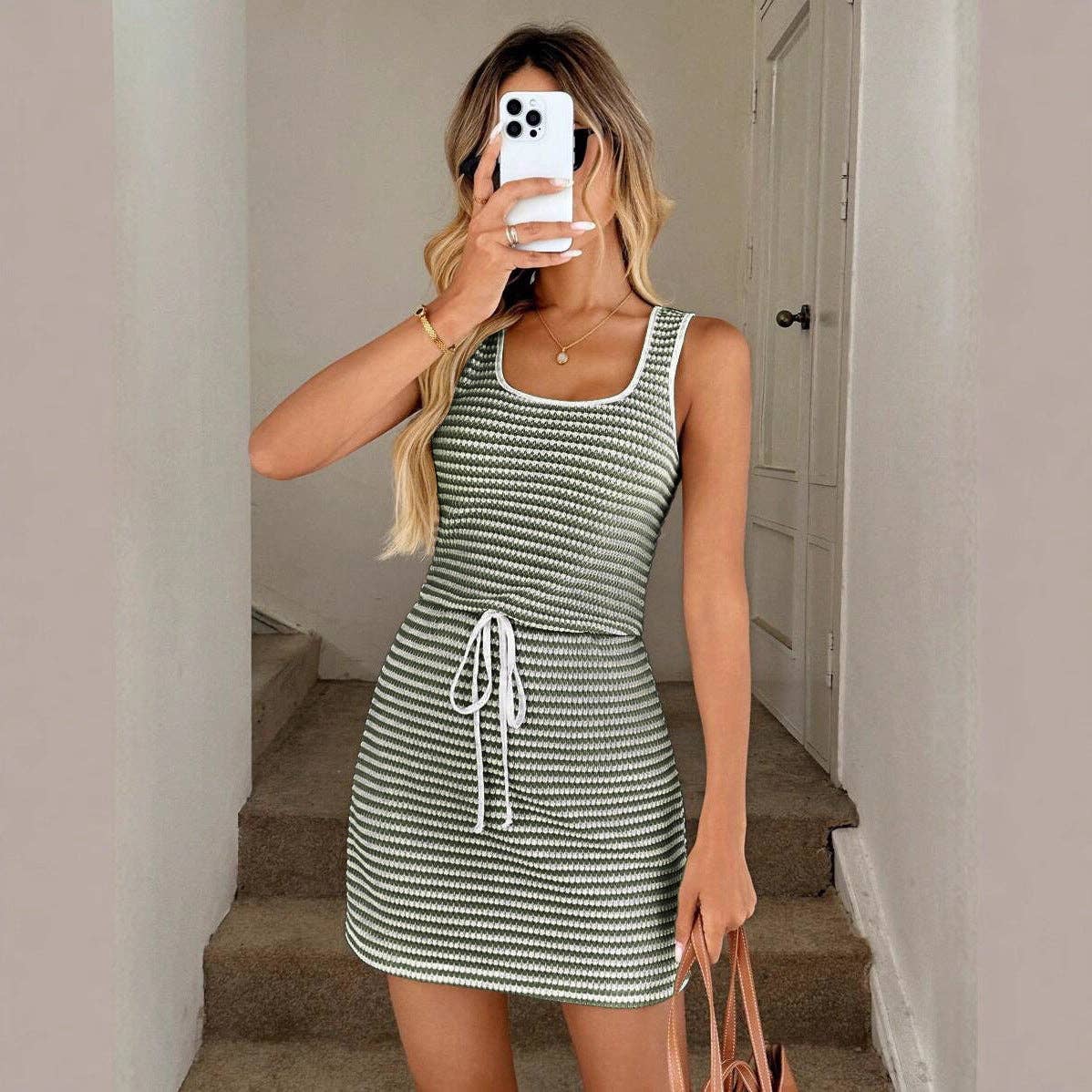 Bobby Striped Knit Tank Dress Bodycon Summer Mini Dress