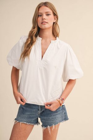 Bubbie blouse WITH SIDE EMBROIDER
