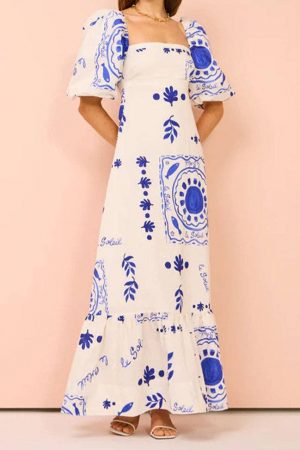 Maxi Blue floral Dress