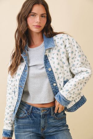 Finley Quilted Denim Trim Jacket