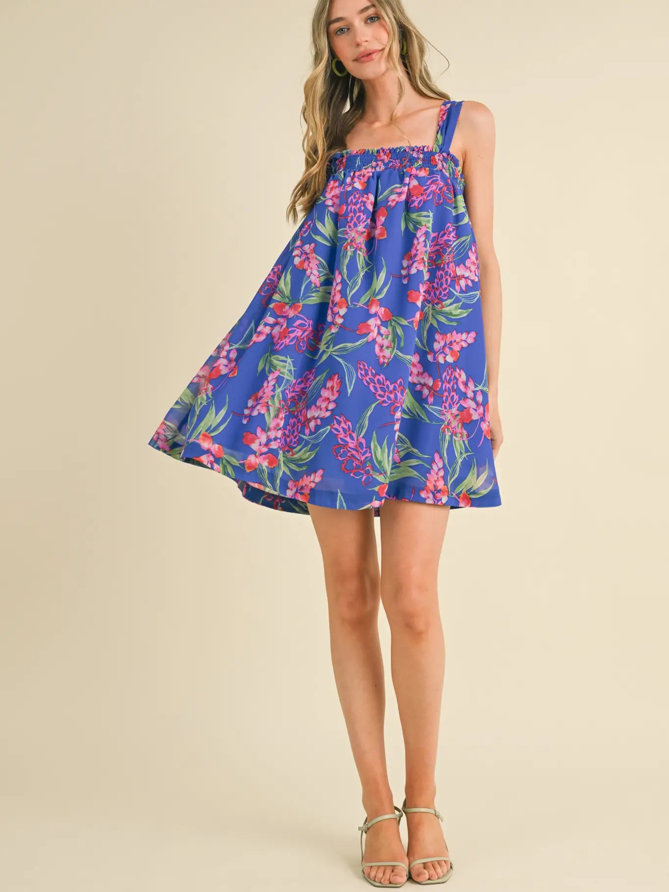 Polly Anne Babydoll Tying Strap Mini Dress