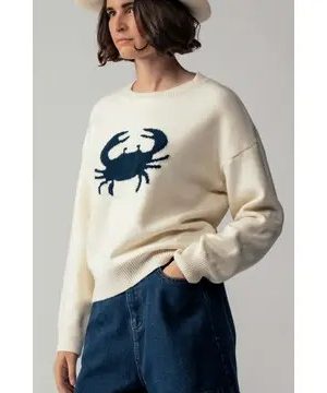 Bobbie Anne Crab Graphic Relaxed Knit Sweater