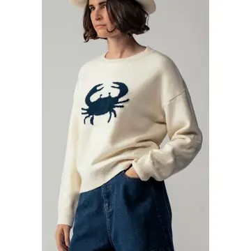 Bobbie Anne Crab Graphic Relaxed Knit Sweater