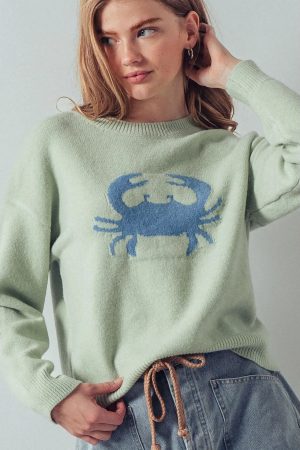 Bobbie Crab Graphic Relaxed Knit Sweater