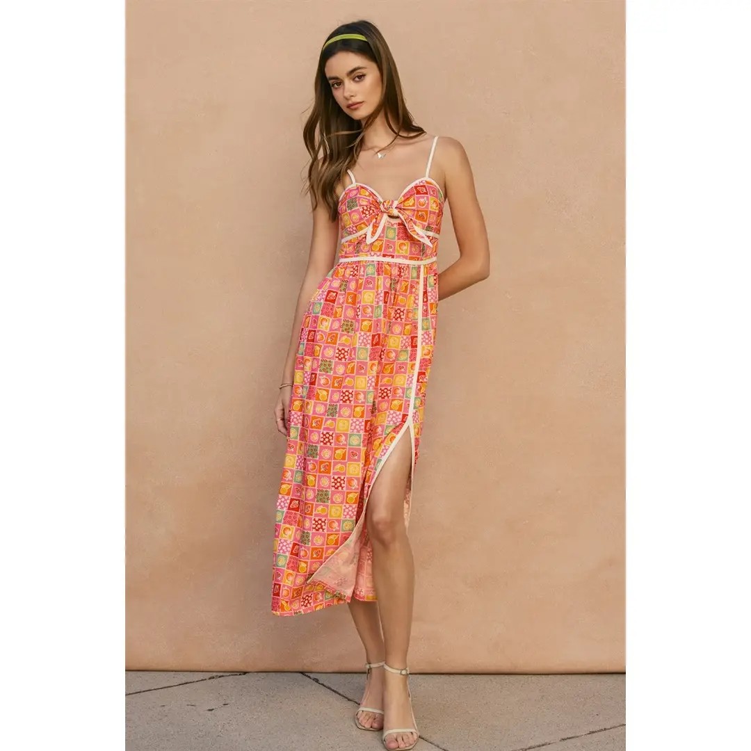 Lemmy Sugar Crush Sleeveless Contrast Binding Maxi Dress