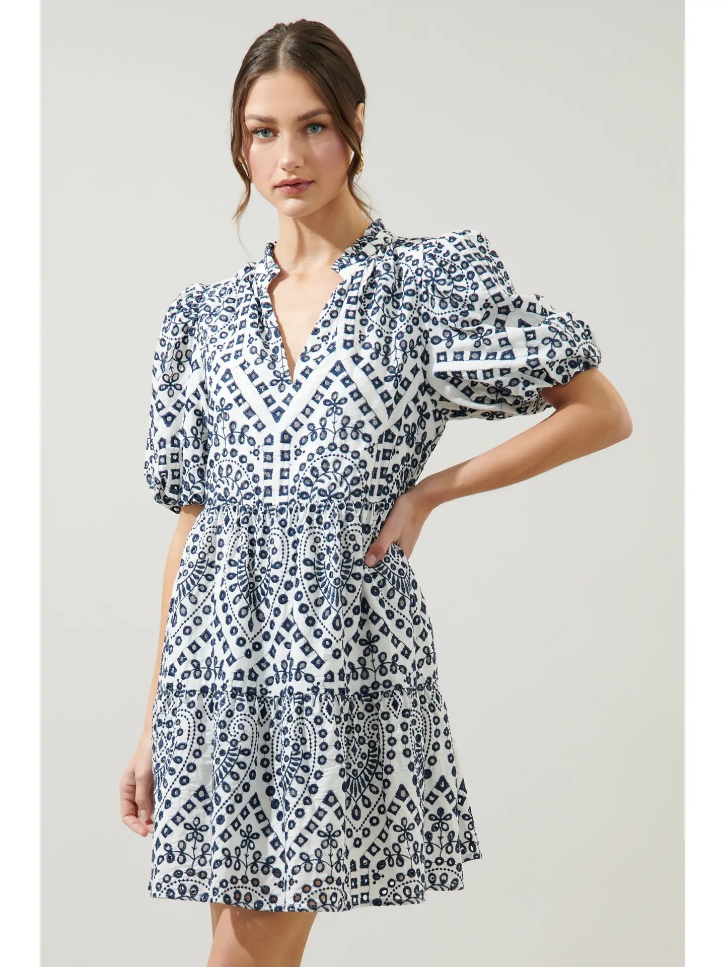 Jacey Babydoll Eyelet Mini Dress